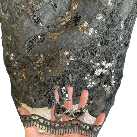 Cupcakes & Cashmere Black Lace Sequin Top MED Whimsygoth Evening Glamorous - Picture 5 of 10